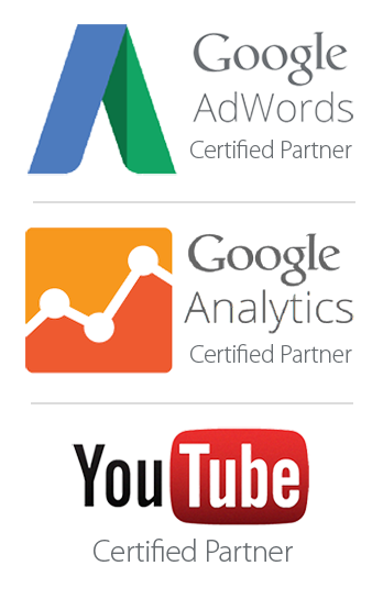 Logo for Google Adwords, Google Analytics, and Youtube